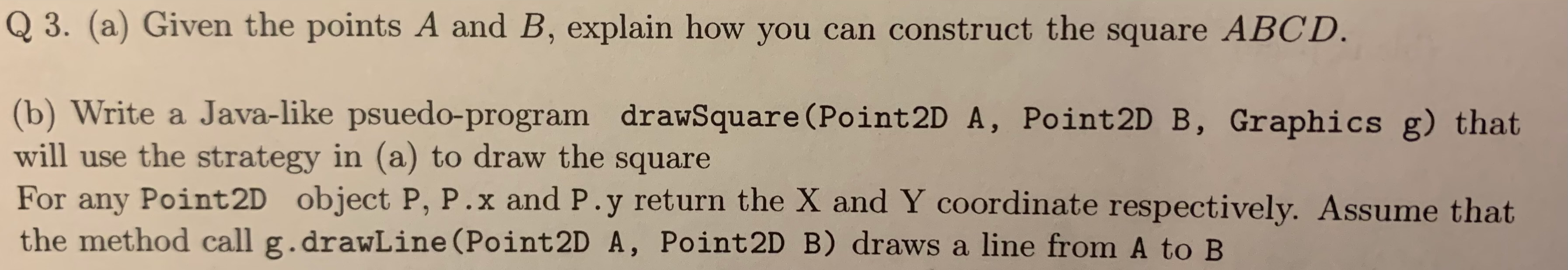 Solved Q3. (a) Given the points A and B, explain how you can | Chegg.com