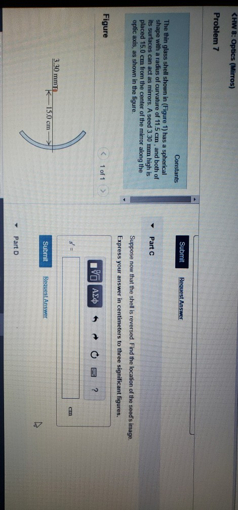 Solved Problem 7 Part A The thin glass shell shown in | Chegg.com