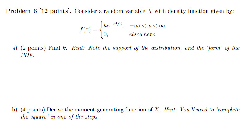 Solved Problem 6 [12 points]. Consider a random variable X | Chegg.com