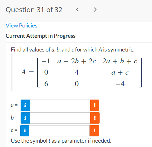 Solved Question 31 of 32 > View Policies Current Attempt in | Chegg.com