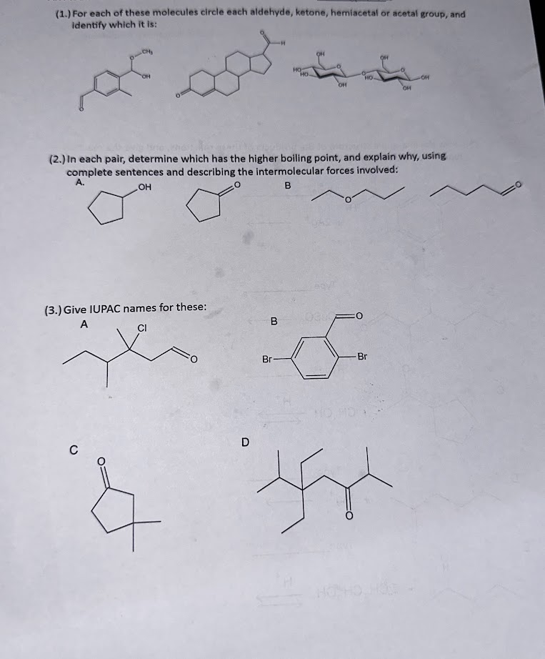 Solved (1.) For each of these molecules circle each | Chegg.com