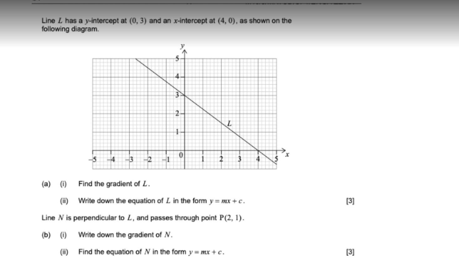 Solved Line L Has A Y Intercept At 0 3 And An X Interc Chegg Com