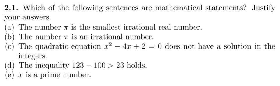 Solved 2.1. Which Of The Following Sentences Are 