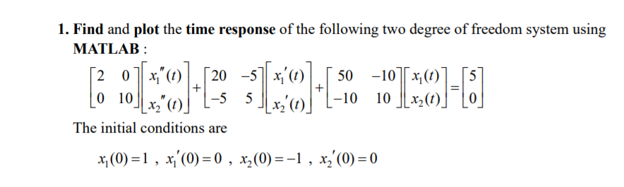 Solved 1. Find and plot the time response of the following | Chegg.com