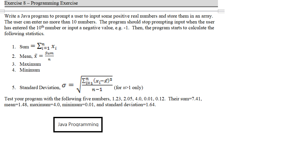 Solved Write a Java program to prompt a user to input some | Chegg.com