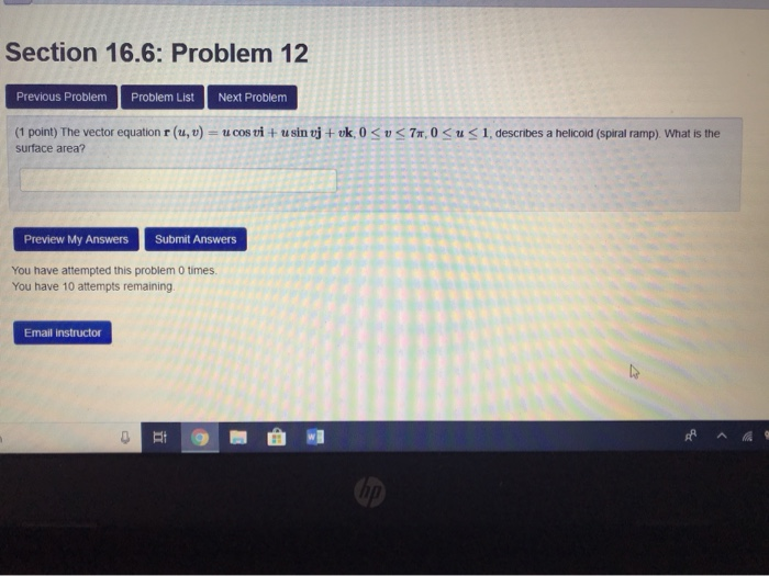 Solved Section 16.6: Problem 12 Previous Problem Problem | Chegg.com