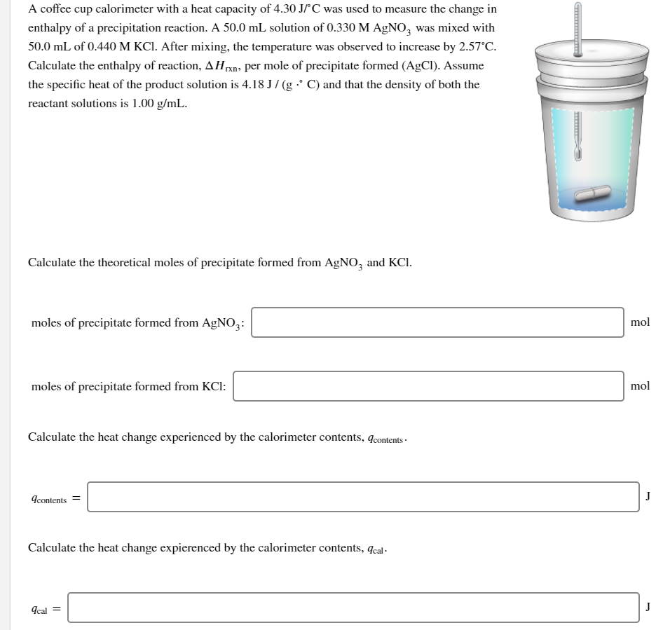Solved: A Coffee Cup Calorimeter With A Heat Capacity Of 4... | Chegg.com