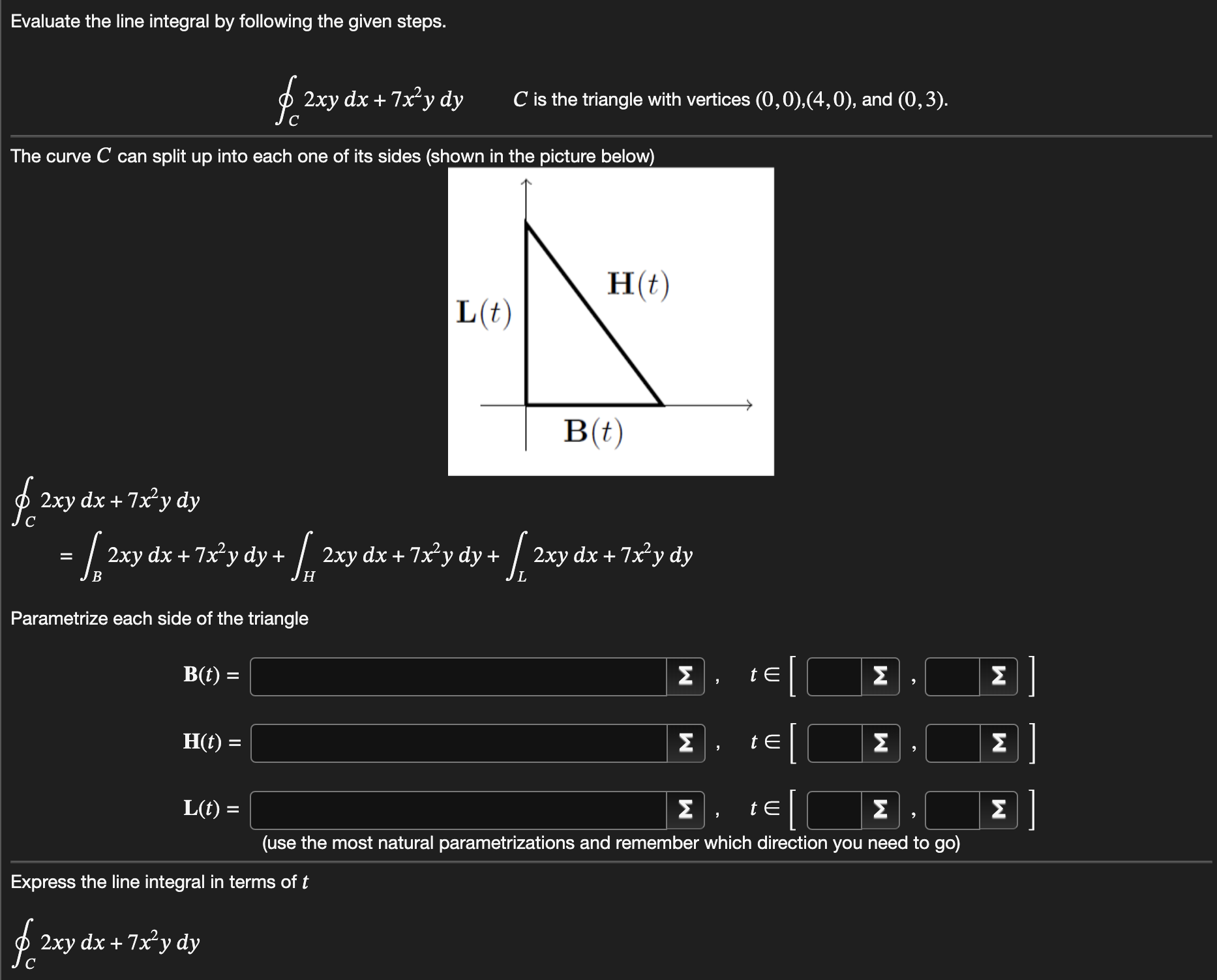 Solved Evaluate the line integral by following the given | Chegg.com