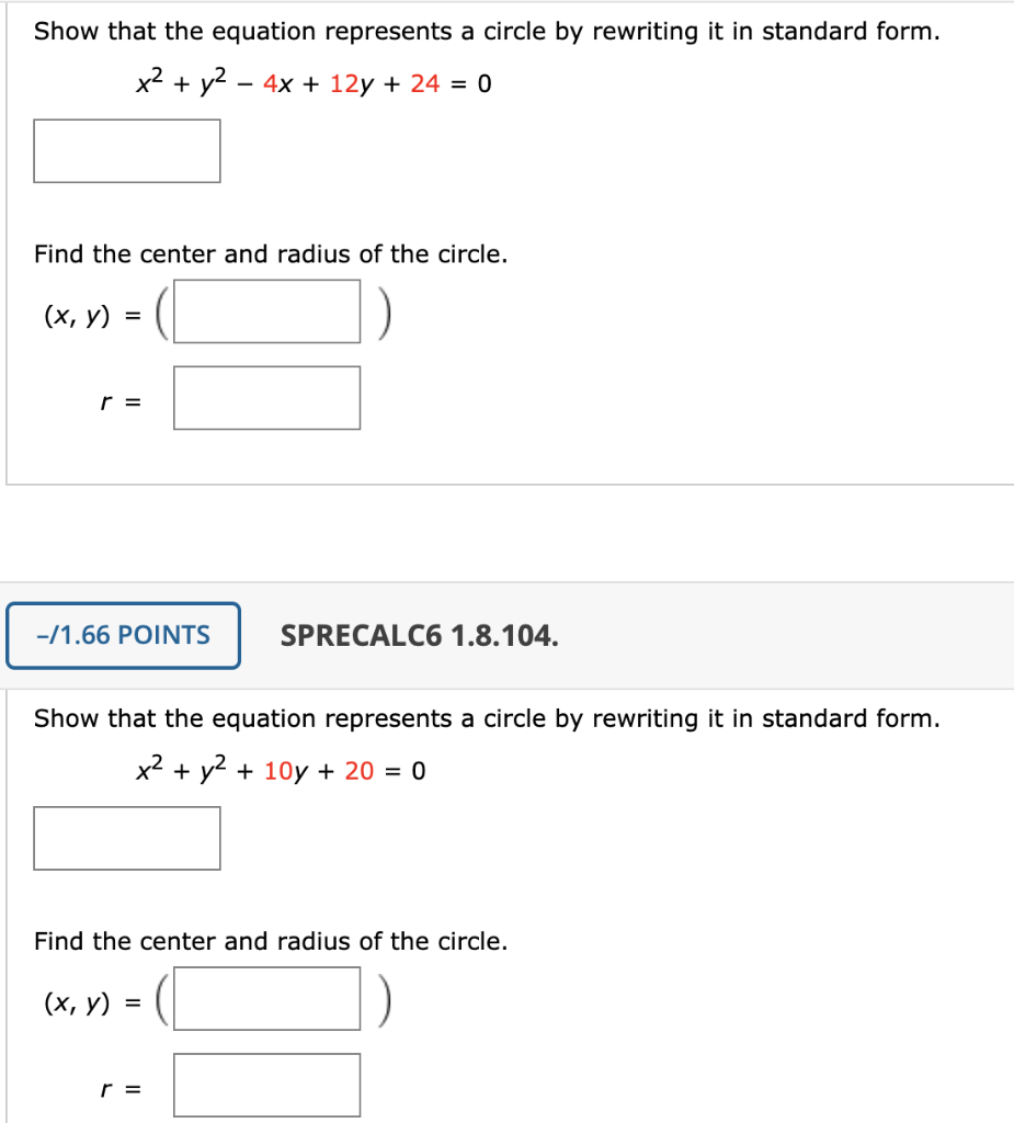 Solved Show That The Equation Represents A Circle By Chegg Com