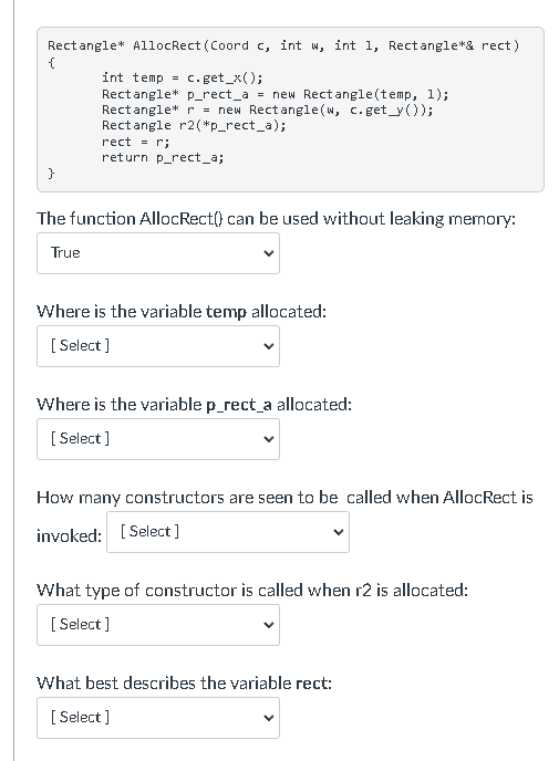 new keyword creates stack memory true false