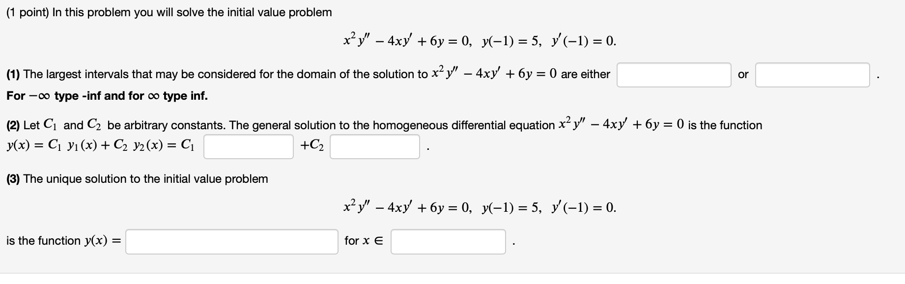 Solved (1 Point) In This Problem You Will Solve The Initial | Chegg.com