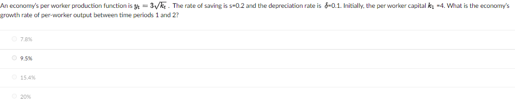 Solved An economy's per worker production function is | Chegg.com