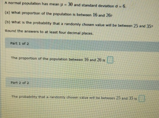 Solved A normal population has mean = 30 and standard | Chegg.com