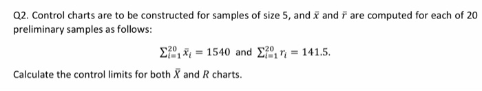 Solved Q2. Control charts are to be constructed for samples | Chegg.com