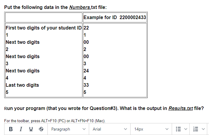 Solved 00 Put the following data in the Numbers.txt file: | Chegg.com