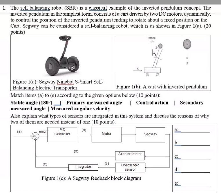 Solved 1. The self balancing robot (SBR) is a classical | Chegg.com