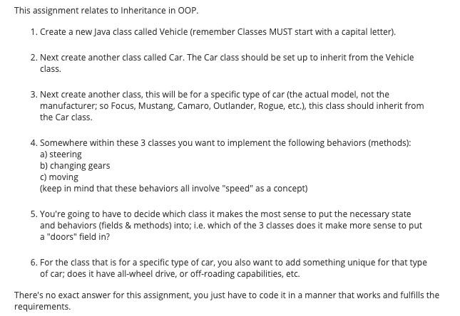 Solved This assignment relates to Inheritance in OOP. 1. | Chegg.com