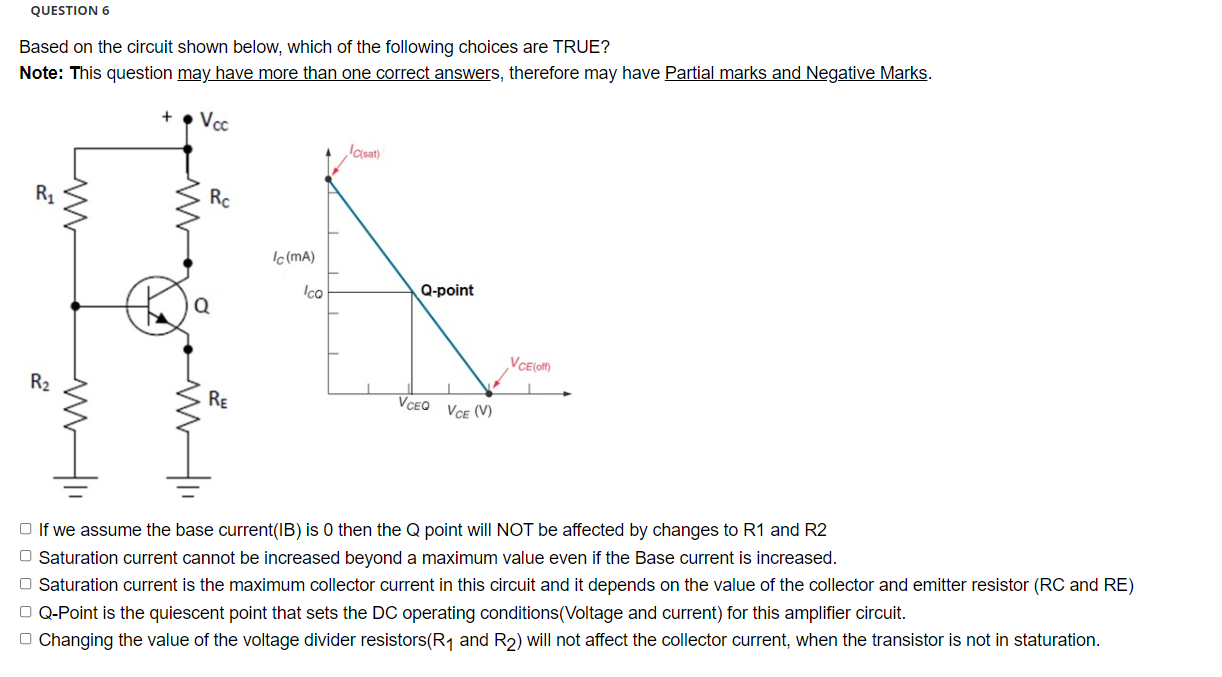 Solved QUESTION 6 Based On The Circuit Shown Below, Which Of | Chegg.com