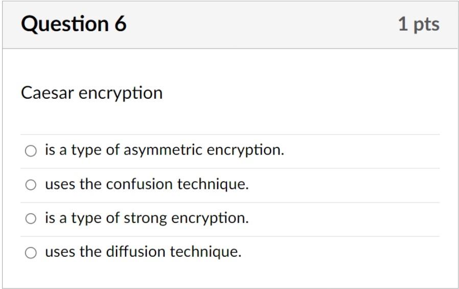 Solved Caesar encryption is a type of asymmetric encryption 