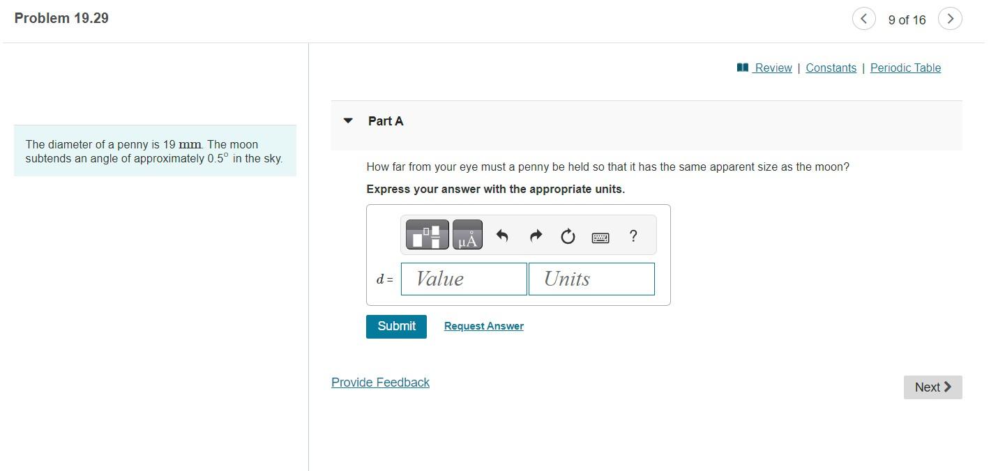 Solved The diameter of a penny is 19 mm. The moon subtends