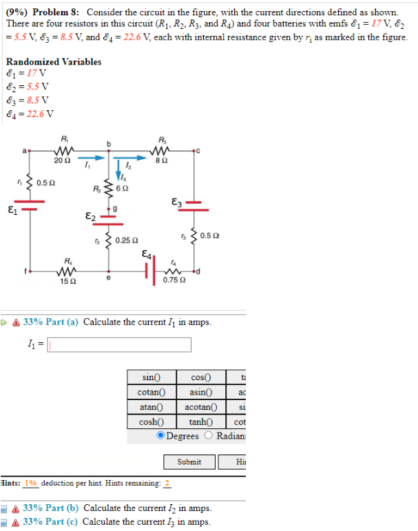 Solved (9%) Problem 8: Consider the circuit in the figure, | Chegg.com