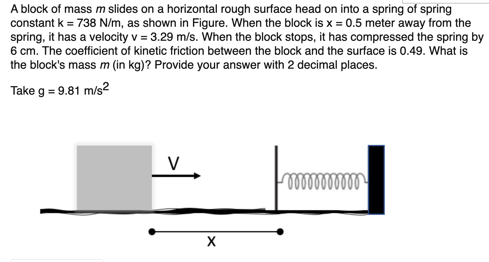 Solved A block of mass m slides on a horizontal rough