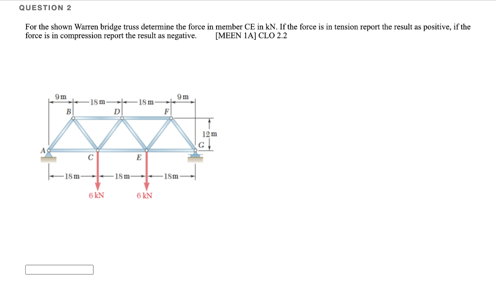 Solved QUESTION 2 For the shown Warren bridge truss | Chegg.com