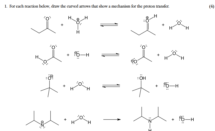 Solved 1. For each reaction below, draw the curved arrows | Chegg.com