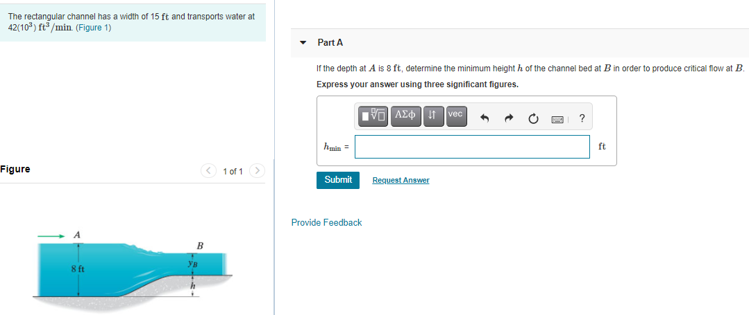 Solved The rectangular channel has a width of 15 ft and | Chegg.com