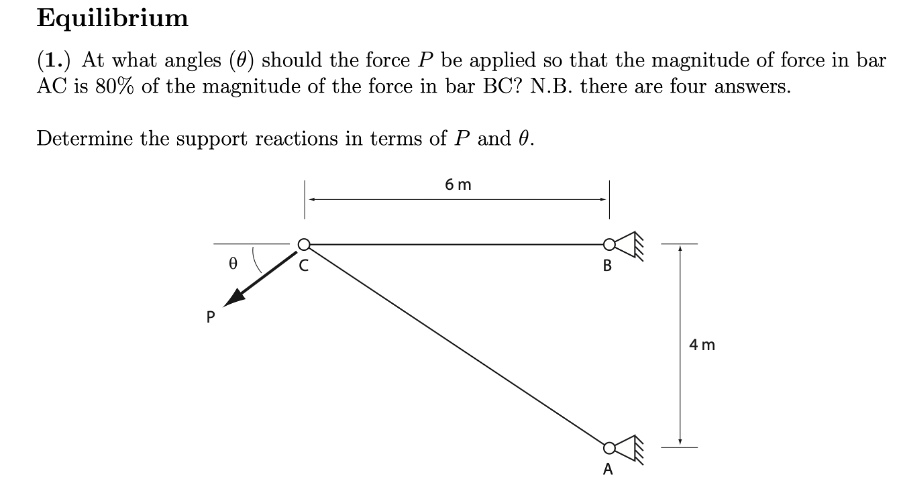 Solved Equilibrium (1.) At what angles (0) should the force | Chegg.com