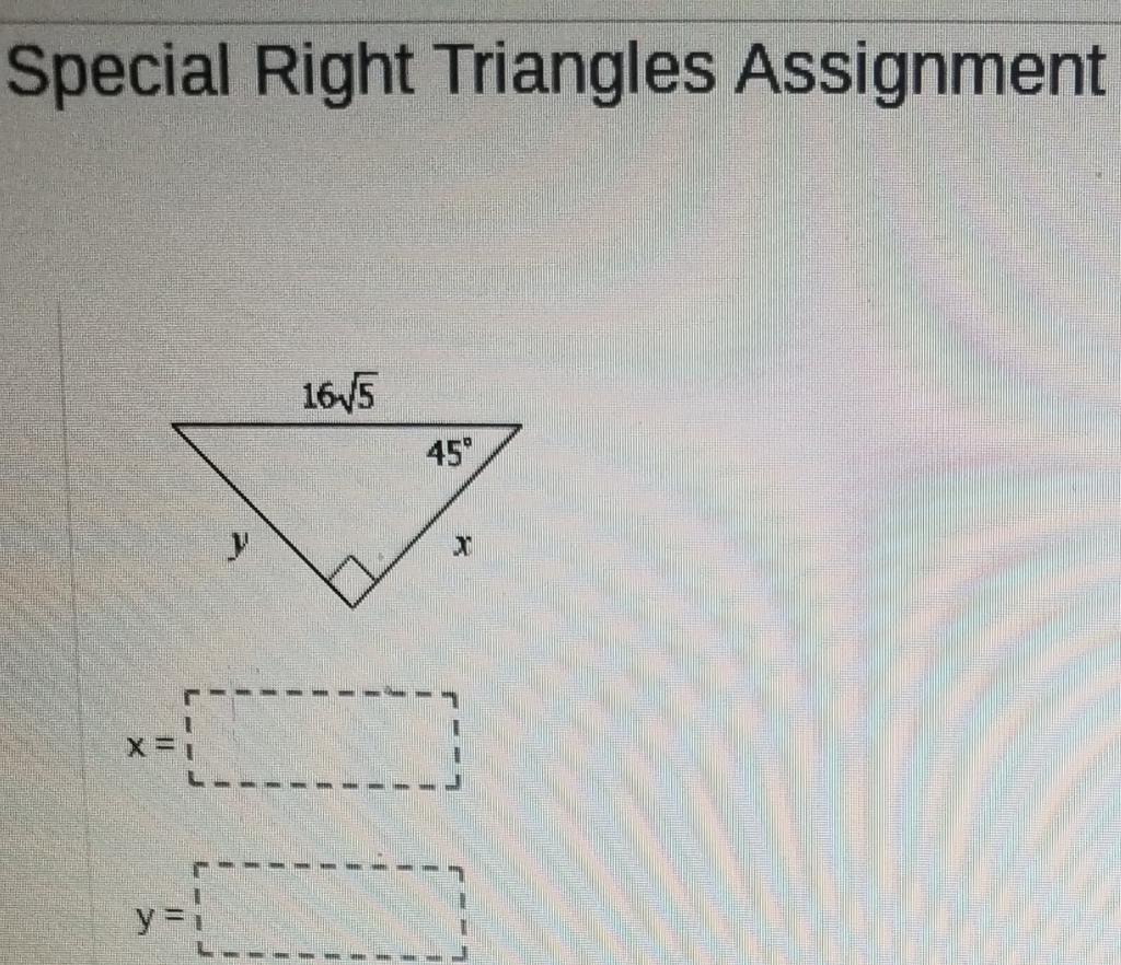 special right triangles assignment answers