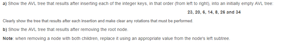 Solved a) Show the AVL tree that results after inserting | Chegg.com