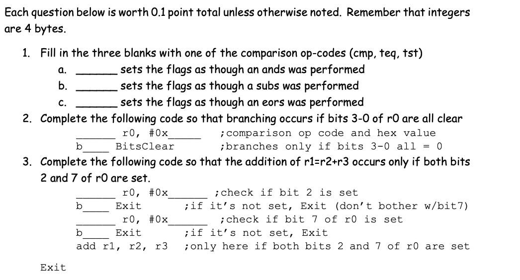 Solved Each question below is worth 0.1 point total unless | Chegg.com