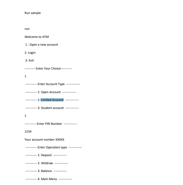 Solved design an ATM Program in java : 