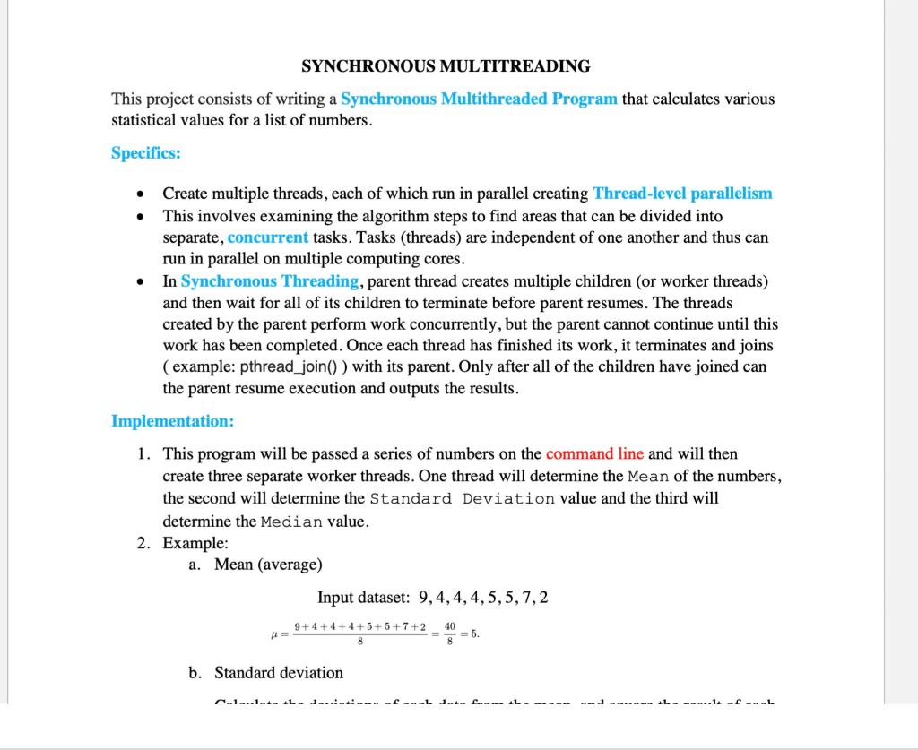 Solved SYNCHRONOUS MULTITREADING This project consists of | Chegg.com