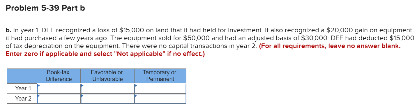 Solved Problem 5 39 LO 5 2 The Following Information Chegg Com