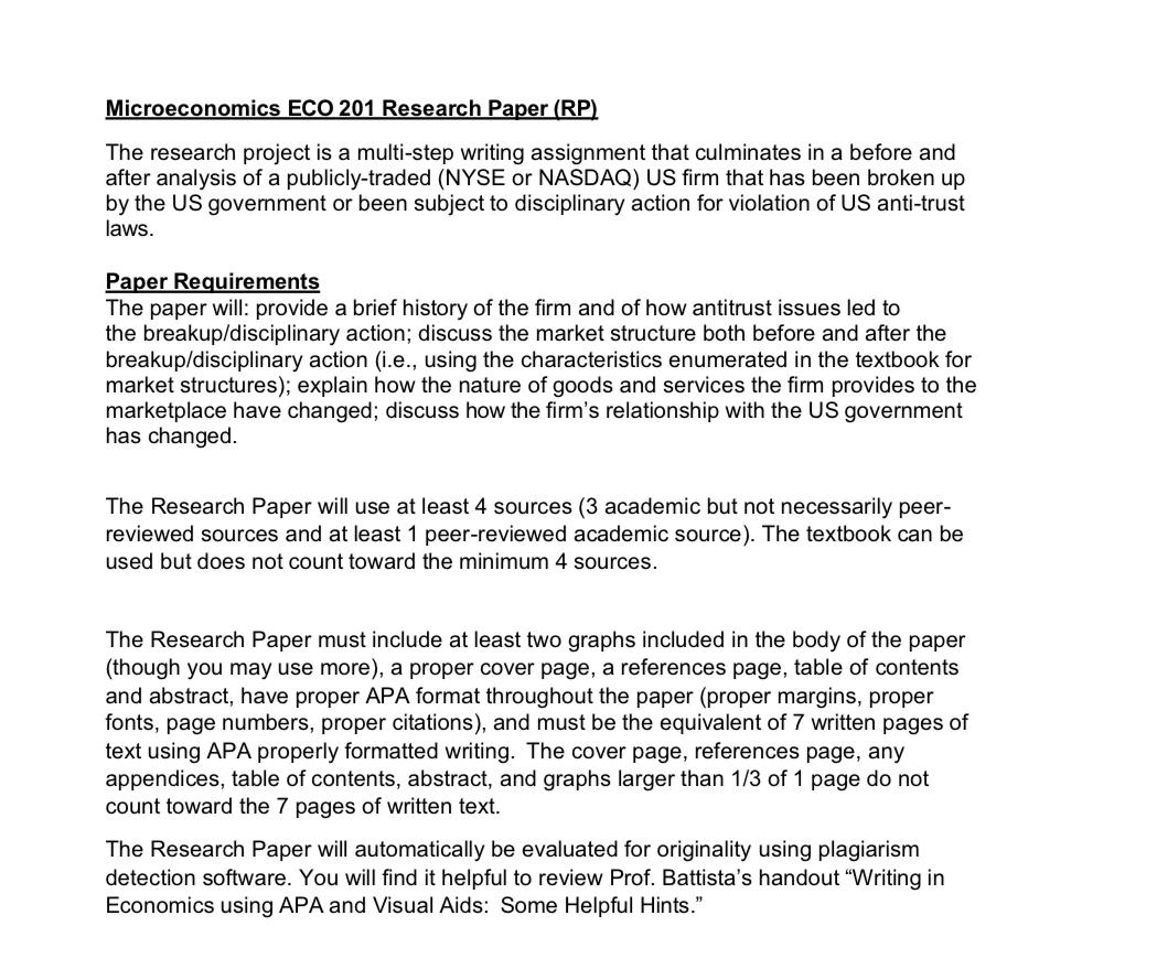 microeconomics research paper