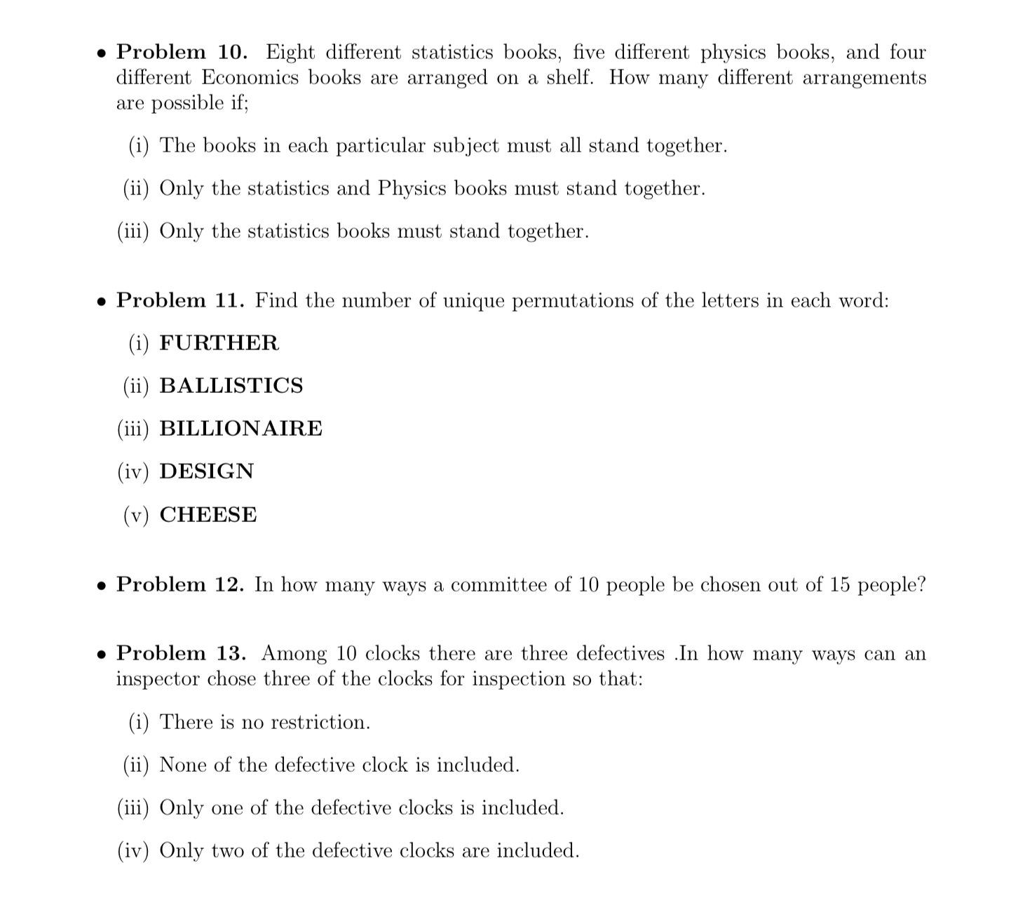 Solved - Problem 10. Eight Different Statistics Books, Five | Chegg.com