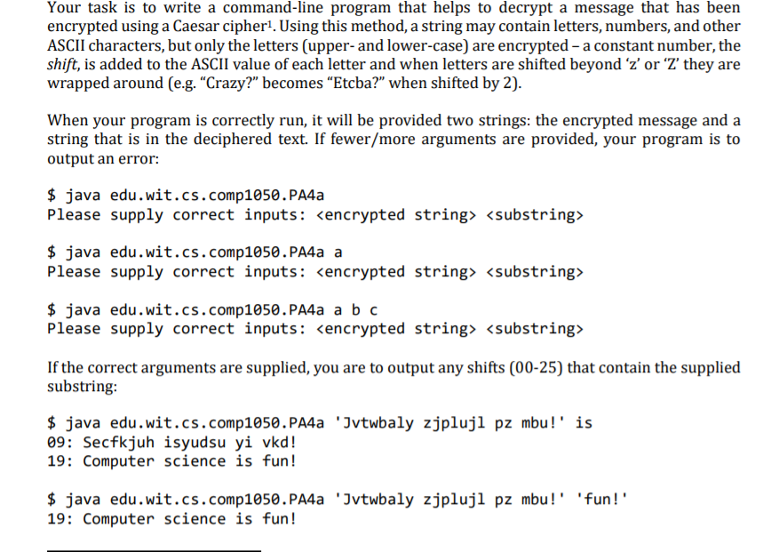 Solved Your task is to write a command-line program that | Chegg.com