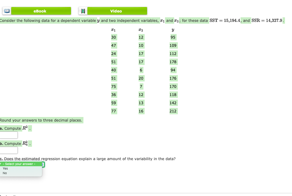 Solved 3 Ebook Video Consider The Following Data For A 7720