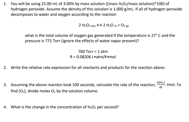 H2o2 Density Table Densities Hydrogen Peroxide Solution