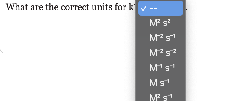 What are the correct units for \( k \)