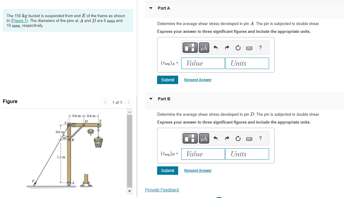 Solved The 150−kg bucket is suspended from end E of the