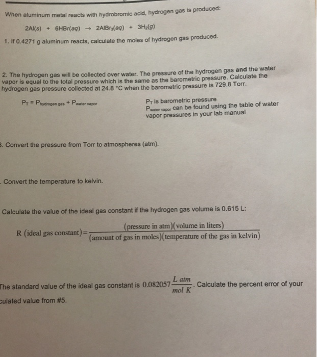 Solved hen aluminum metal reacts with hydrobromic acid,