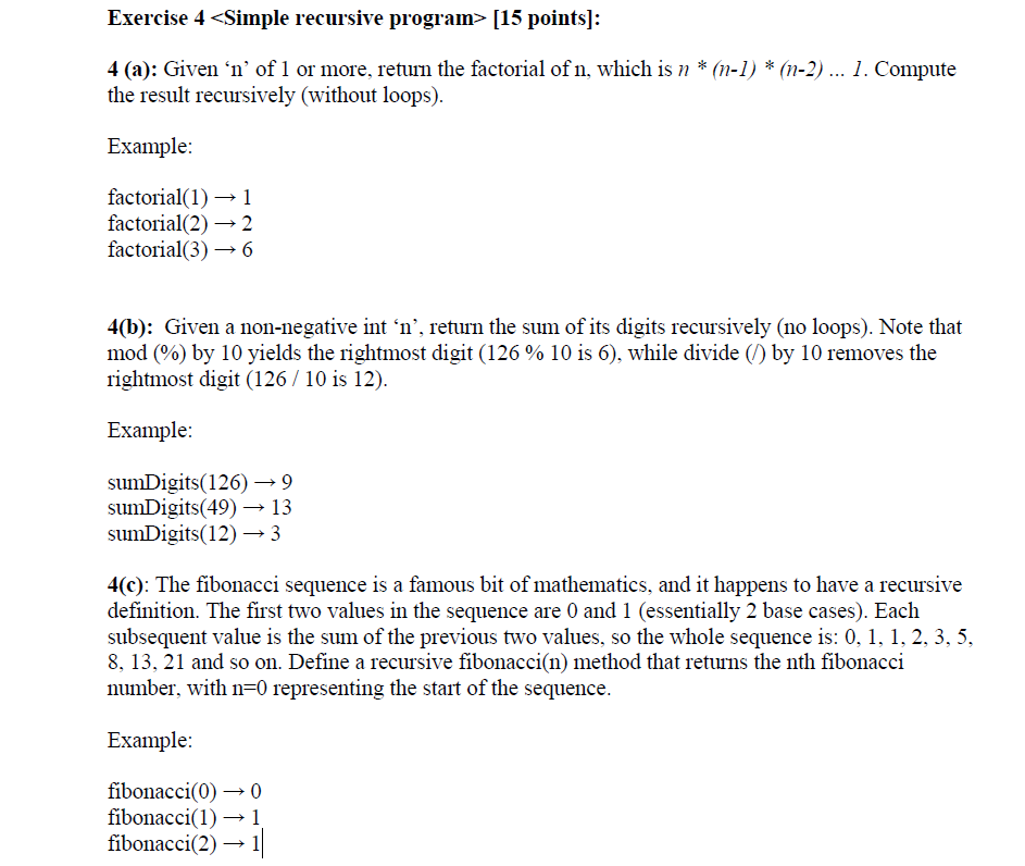 Solved Exercise 4 15 Points 4 A Given N Of 1 Or Chegg Solved Exercise 4 15 Points 4 A Given N Of 1 Or Chegg