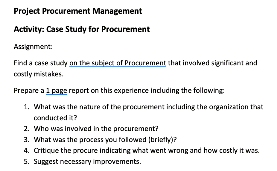 procurement problem case study