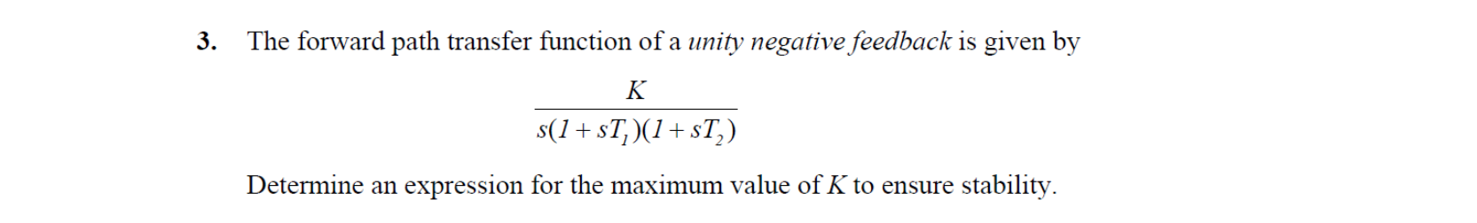 Solved 3. The Forward Path Transfer Function Of A Unity | Chegg.com