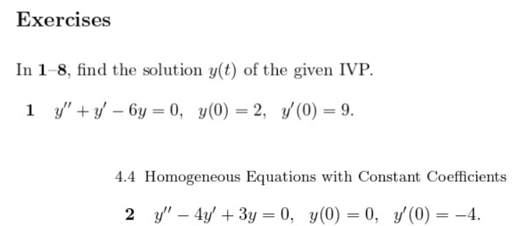 Solved In 1−8 Find The Solution Y T Of The Given Ivp