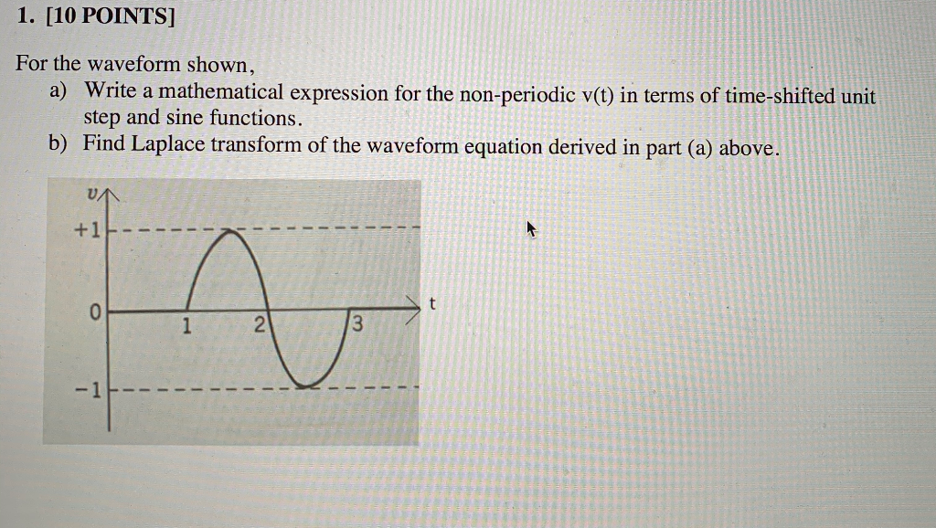 Solved 1. [10 POINTS] For the waveform shown, a) Write a | Chegg.com