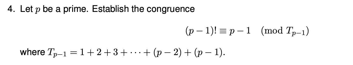 Solved 4. Let p be a prime. Establish the congruence | Chegg.com